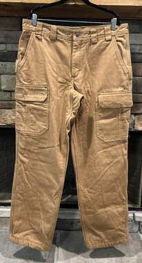 Men’s DULUTH TRADING CO Tan Lined Canvas Fire House Pants 38x34 *B7
